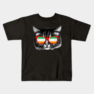 Irish Glasses Cat Kids T-Shirt